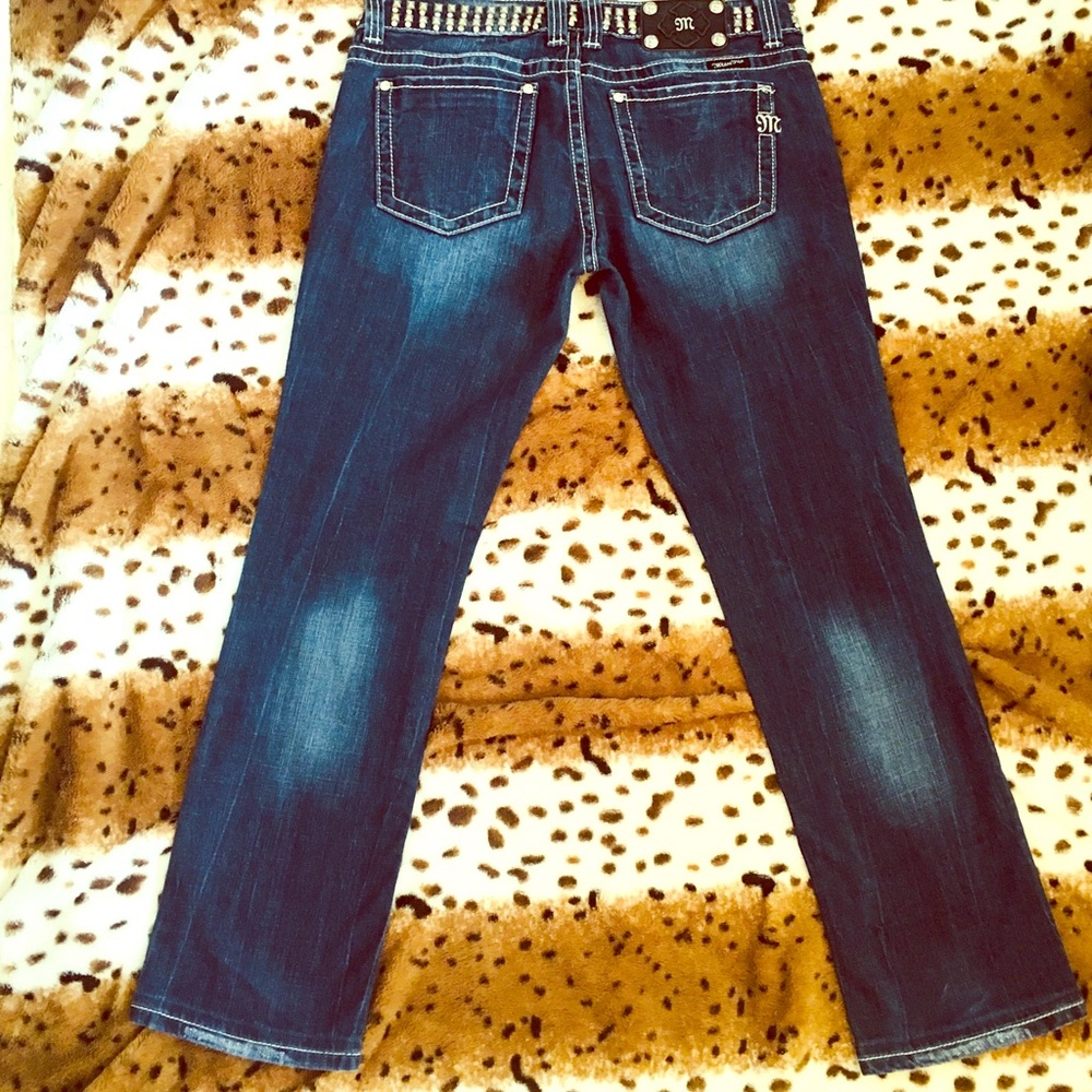 Miss Me Straight leg Bling Bling trimmed Jeans